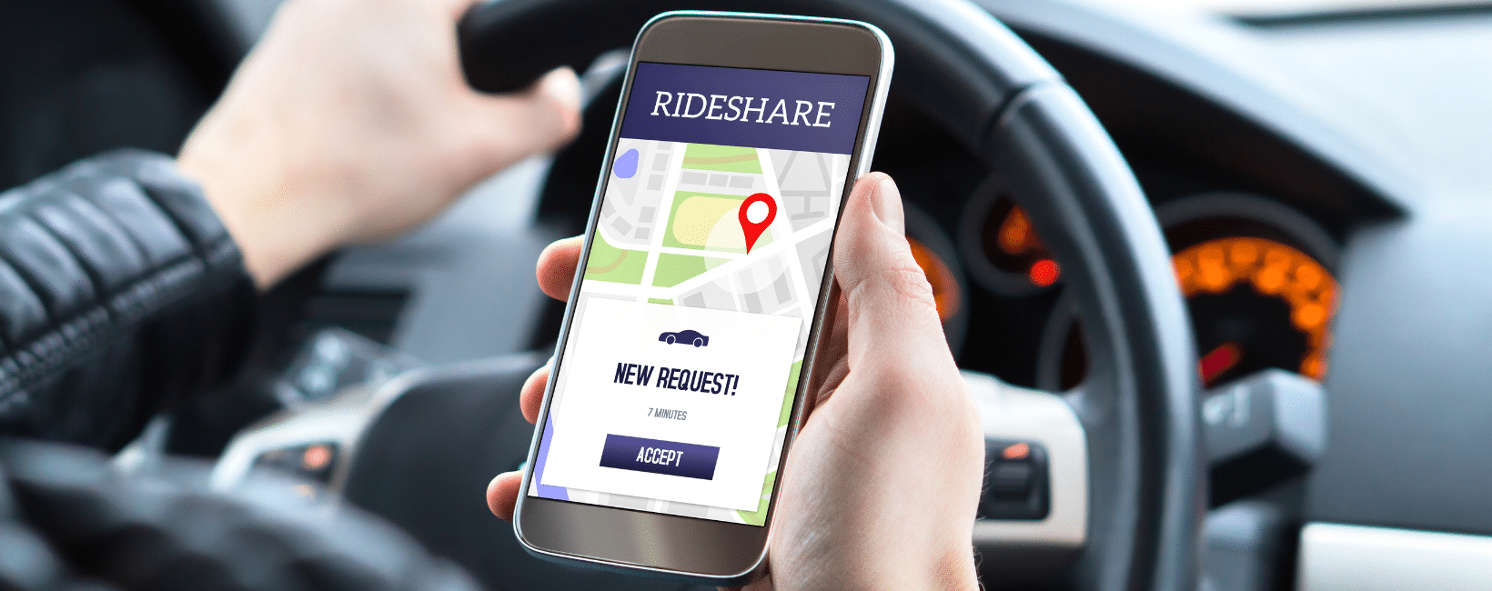 mobile phone rideshare request from car